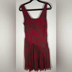 Jason Wu whimsigoth dark romantic pleated dropwaist floral dress sz 12 midi